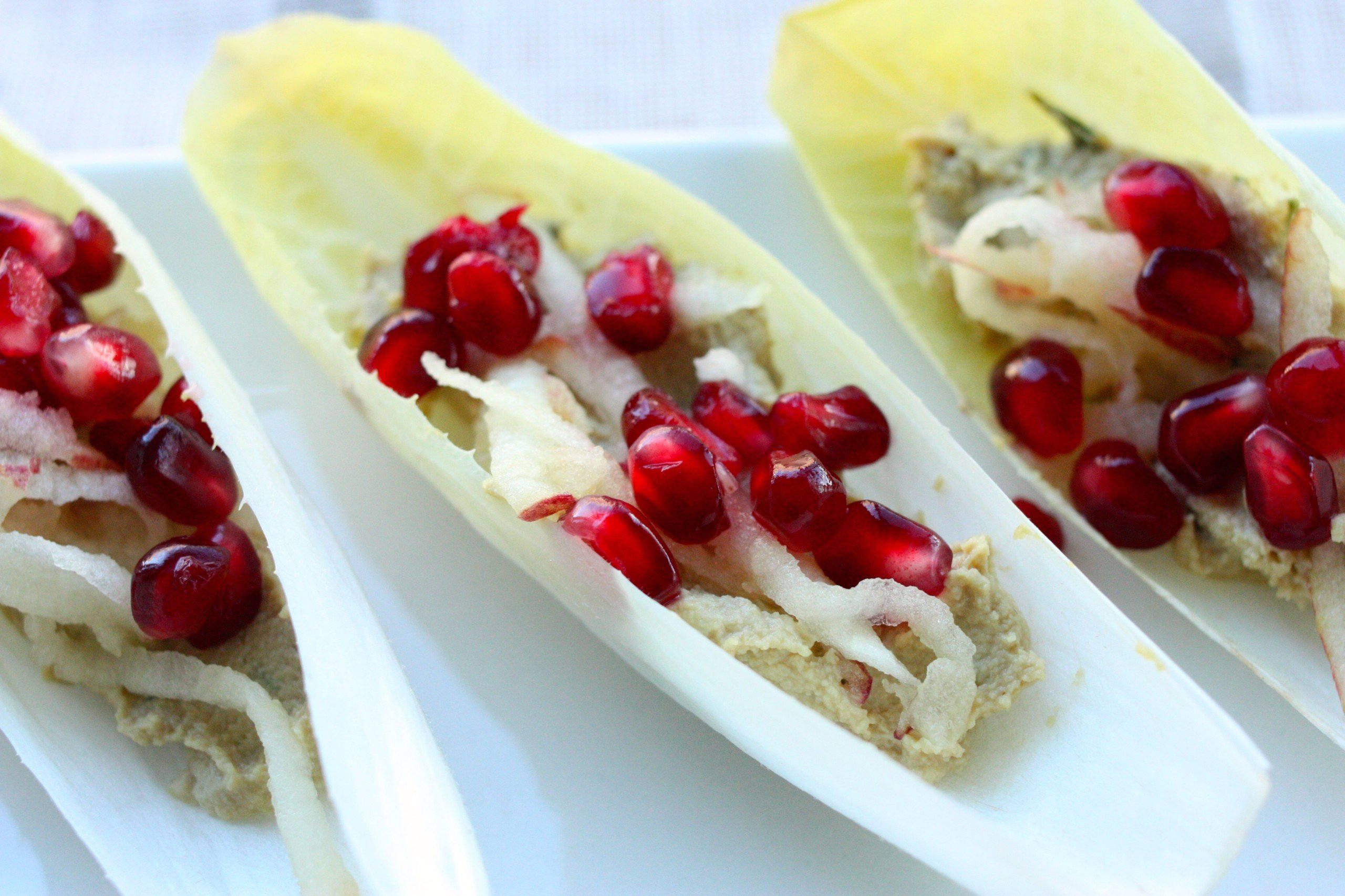 Easy Raw, Vegan Appetizer Endive Boats with Rosemary Cashew Cheese
