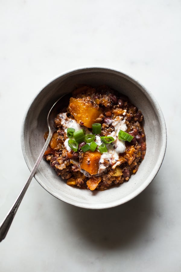 Slow Cooker Black Bean, Butternut Squash & Quinoa Chili The Full Helping