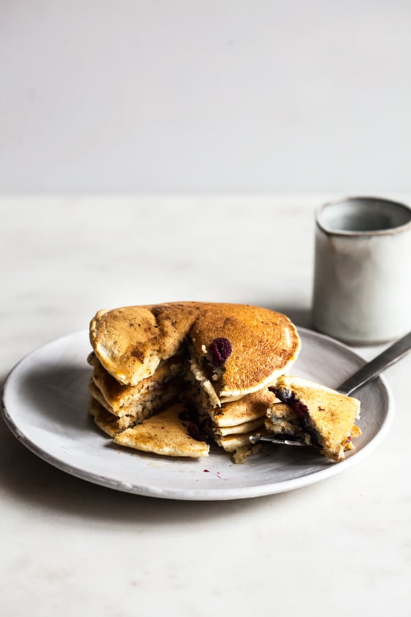 Easy Vegan Whole Wheat Blueberry Pancakes | The Full Helping
