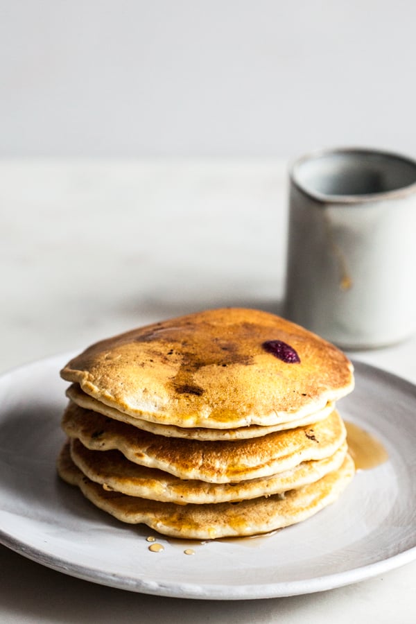 Easy Vegan Whole Wheat Blueberry Pancakes | The Full Helping