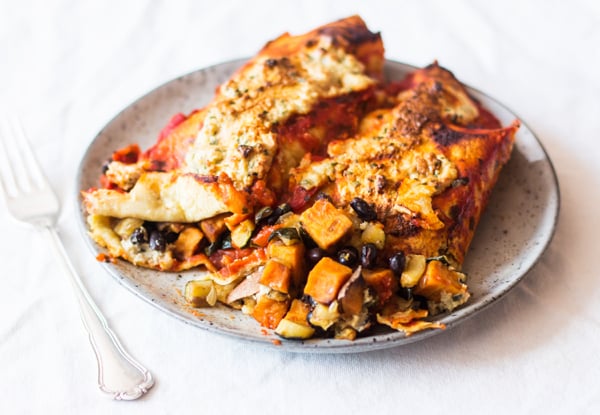 Vegan Sweet Potato Black Bean Enchiladas | The Full Helping