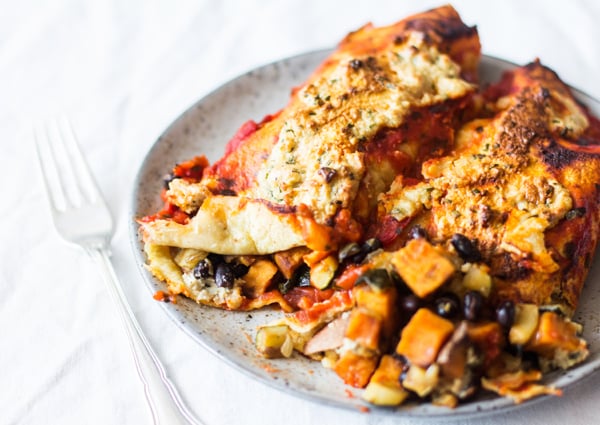 Vegan Sweet Potato Black Bean Enchiladas | The Full Helping