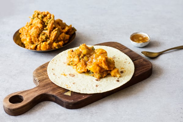 indian inspired aloo gobi wraps