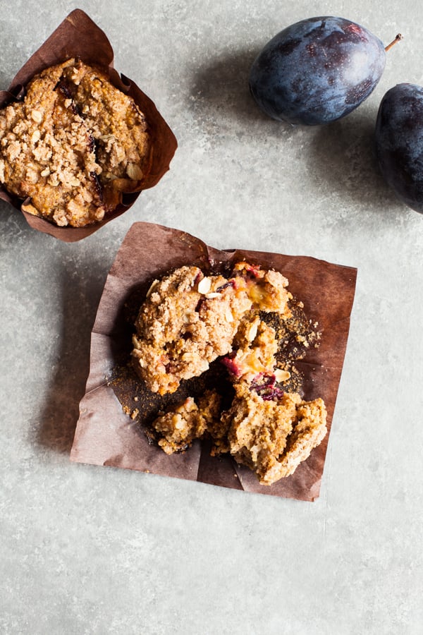 Whole Grain Vegan Plum Muffins | The Full Helping