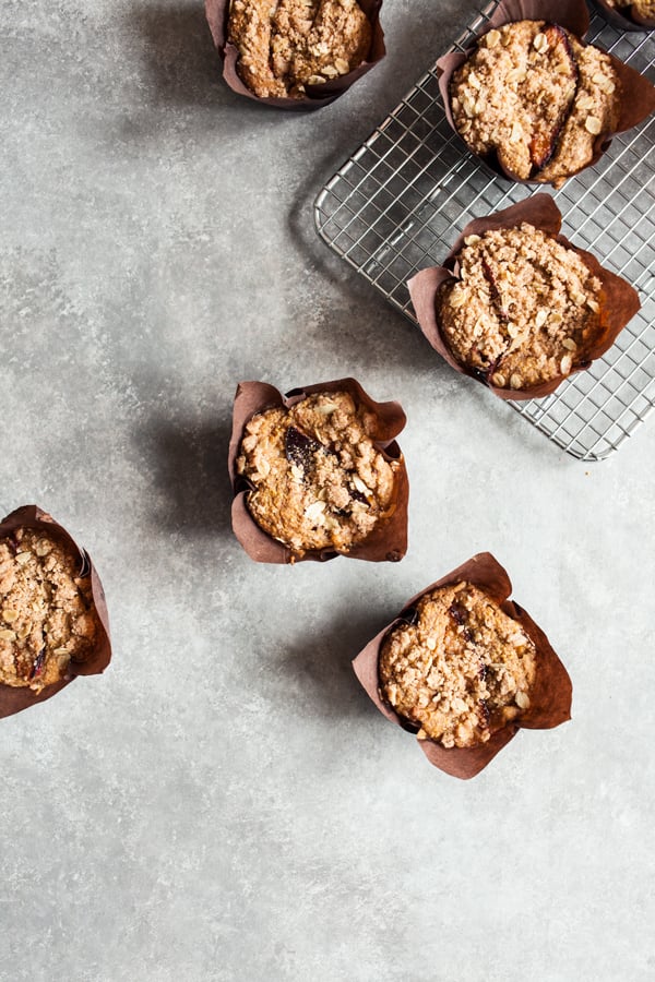 Whole Grain Vegan Plum Muffins | The Full Helping