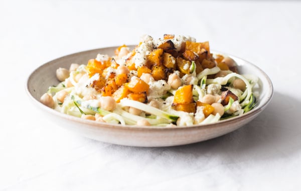 Zucchini Noodles with Butternut Squash and Creamy Garlic Sauce | The Full Helping