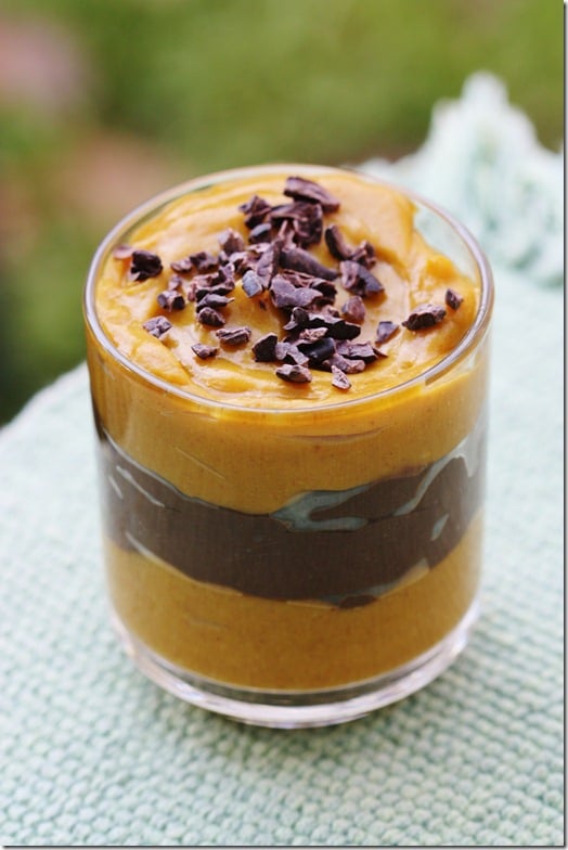 raw Pumpkin Pudding and Chocolate Mousse Parfait