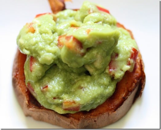 Chili-Rubbed Sweet Potato Rounds with Guacamole