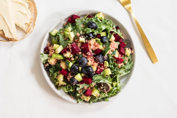 Grape, Avocado, and Baby Kale Salad with Quinoa | The Full Helping