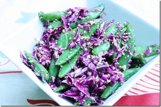 sugar snap pea and red cabbage salad
