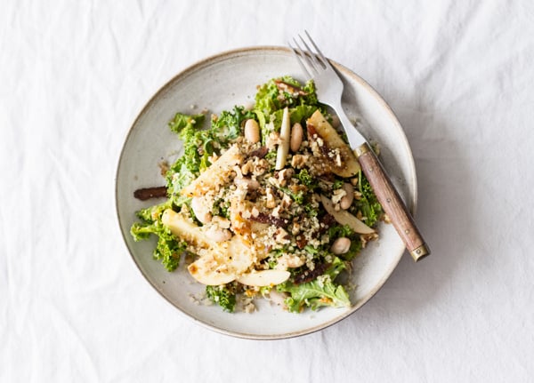 Kale Salad with Creamy Apricot Ginger Dressing | The Full Helping