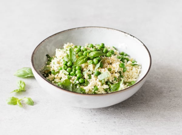 Parsnip Rice with Hemp Seeds, Spring Peas, and Basil | The Full Helping