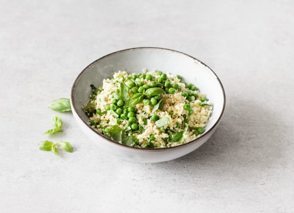 Parsnip Rice with Hemp Seeds, Spring Peas, and Basil | The Full Helping