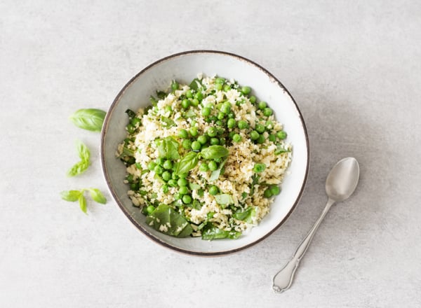 Parsnip Rice with Hemp Seeds, Spring Peas, and Basil | The Full Helping