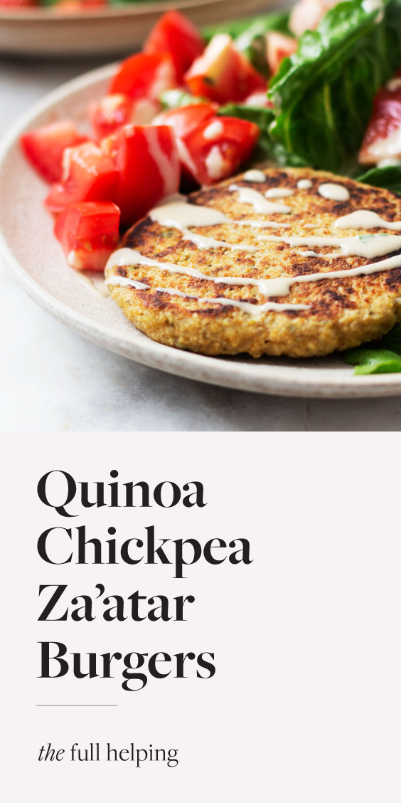 Quinoa Chickpea Za'atar Burgers | Plant-Based Patties with Tahini Sauce
