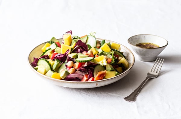 Summer Salad with Mango, Cucumber, Avocado, and Curry Vinaigrette | The Full Helping