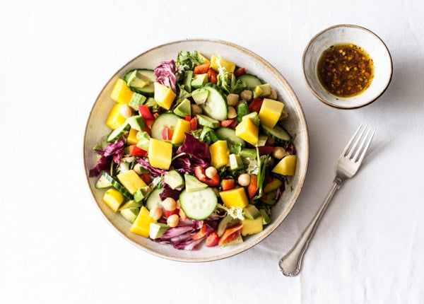 Summer Salad with Mango, Cucumber, Avocado, and Curry Vinaigrette | The Full Helping