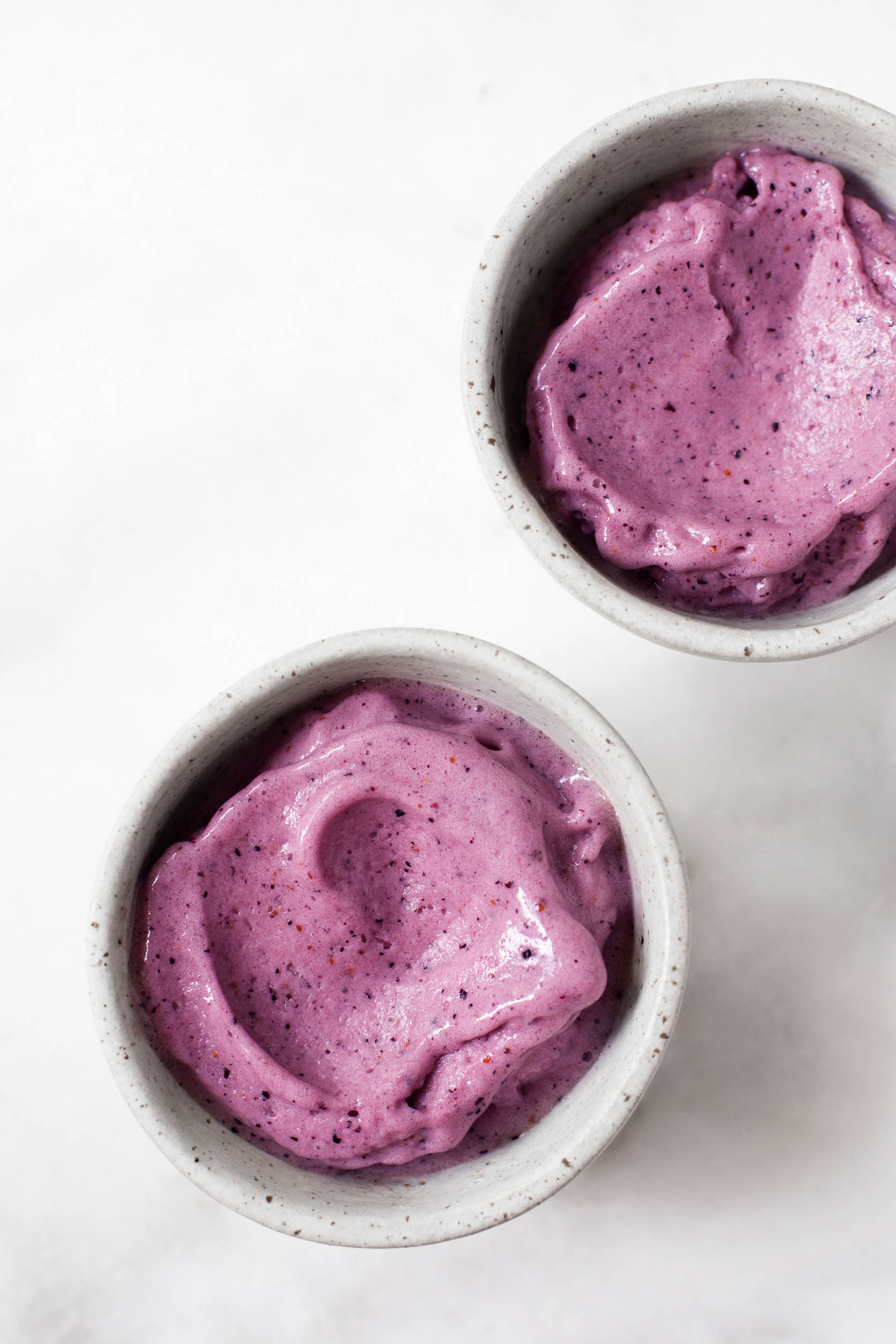 Vegan blueberry ginger ice cream close up
