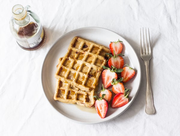 Vegan, Gluten Free Strawberry Pumpkin Waffles | The Full Helping