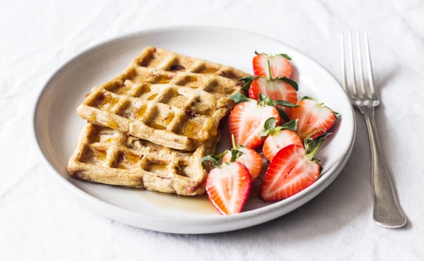 Vegan, Gluten Free Strawberry Pumpkin Waffles | The Full Helping