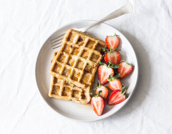 Vegan, Gluten Free Strawberry Pumpkin Waffles | The Full Helping