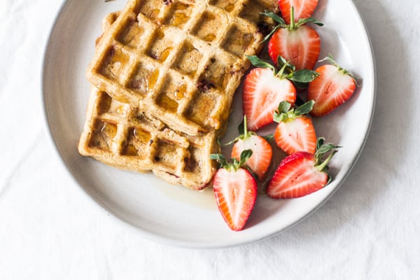 Vegan, Gluten Free Strawberry Pumpkin Waffles | The Full Helping