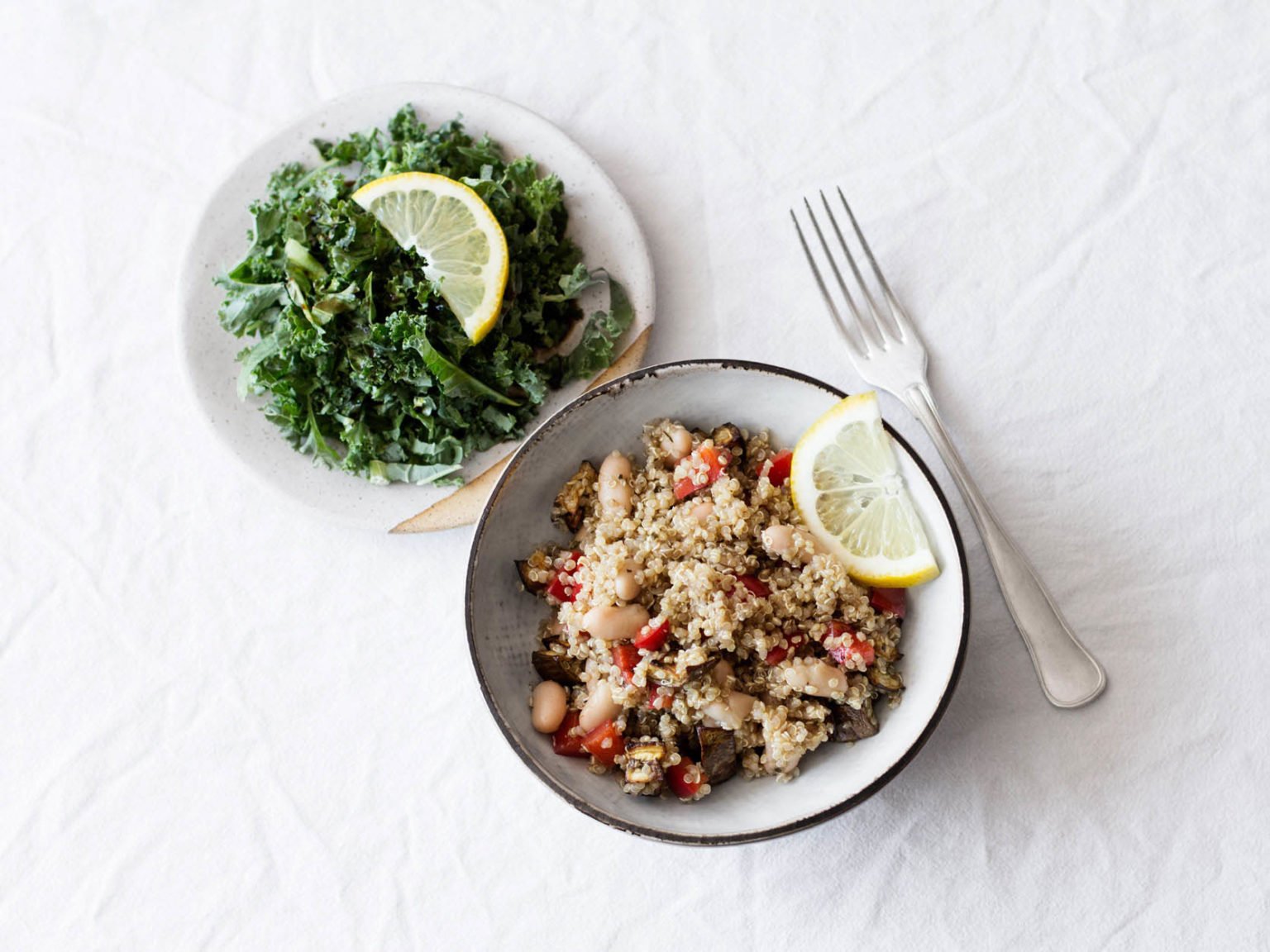 Eggplant Pepper Quinoa with Balsamic Vinaigrette The Full Helping