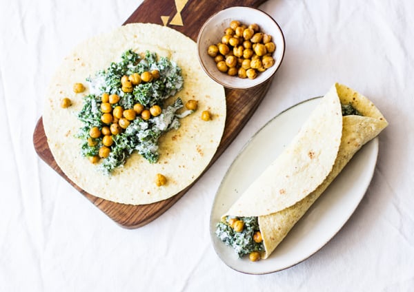Tortillas with Creamy Chickpeas and Kale | The Full Helping