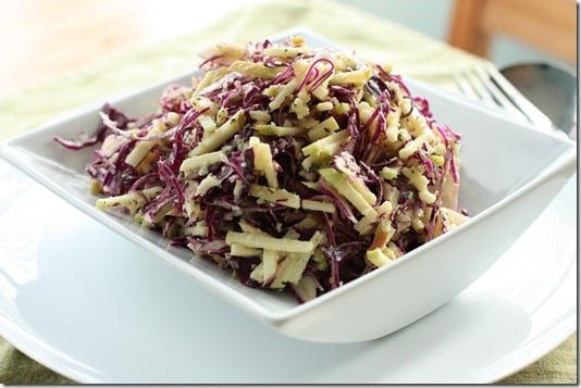 Crunchy Red Cabbage and Green Apple Sesame Slaw | The Full Helping