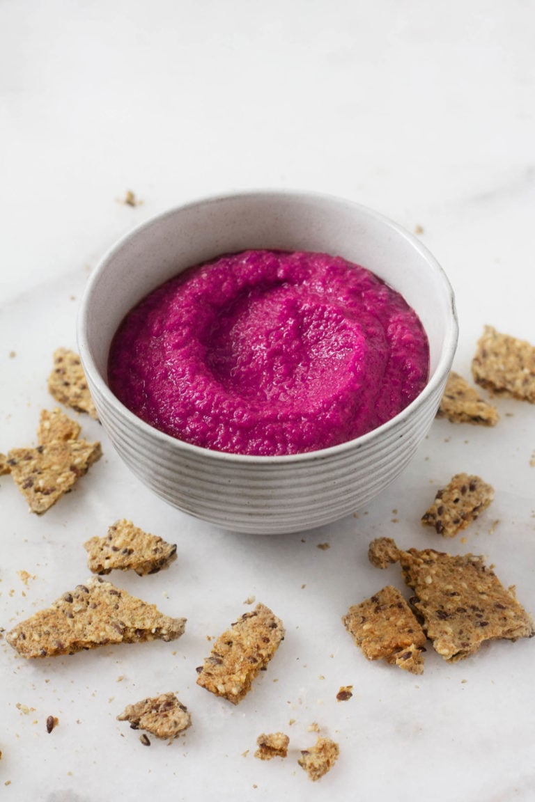 Creamy Roasted Beet Hummus | The Full Helping