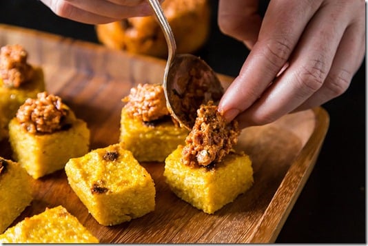 polenta squares sundried tomato tapenade