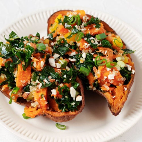 Stuffed Sweet Potatoes with Quinoa and Kale | The Full Helping