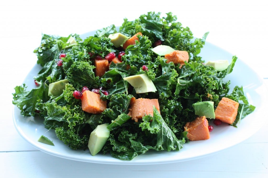 kale, sweet potato, pom salad side