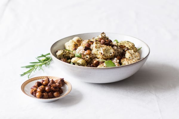 Farro Salad with Balsamic Roasted Cauliflower & Toasted Chickpeas | The Full Helping