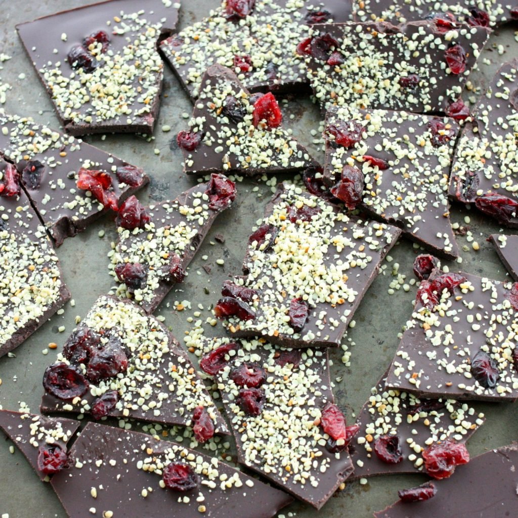 Raw chocolate cranberry hemp bark header