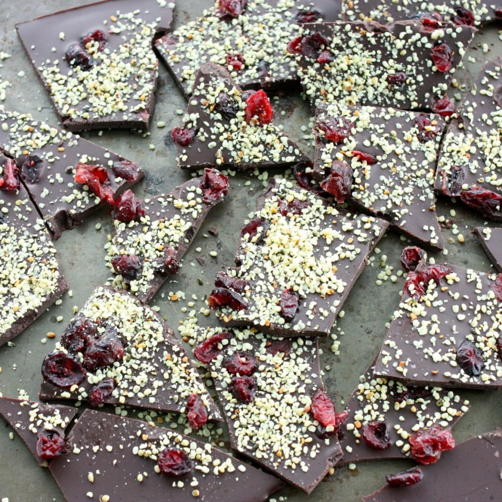 Raw chocolate cranberry hemp bark header