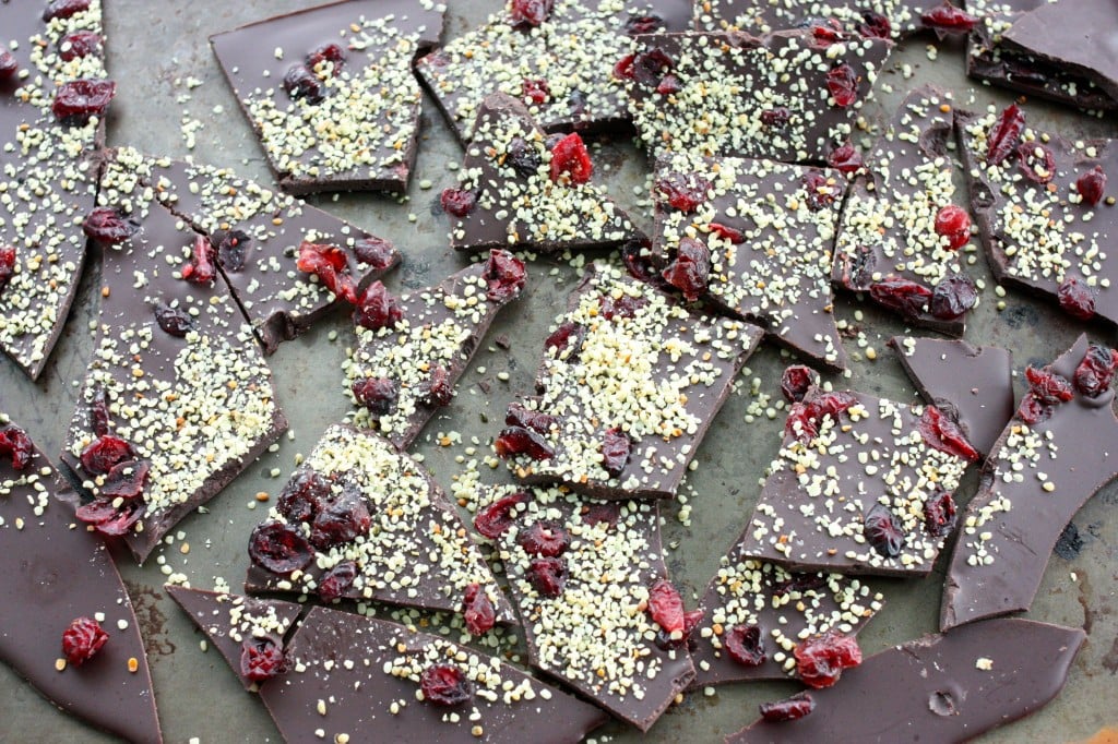 raw chocolate cranberry hemp bark broken