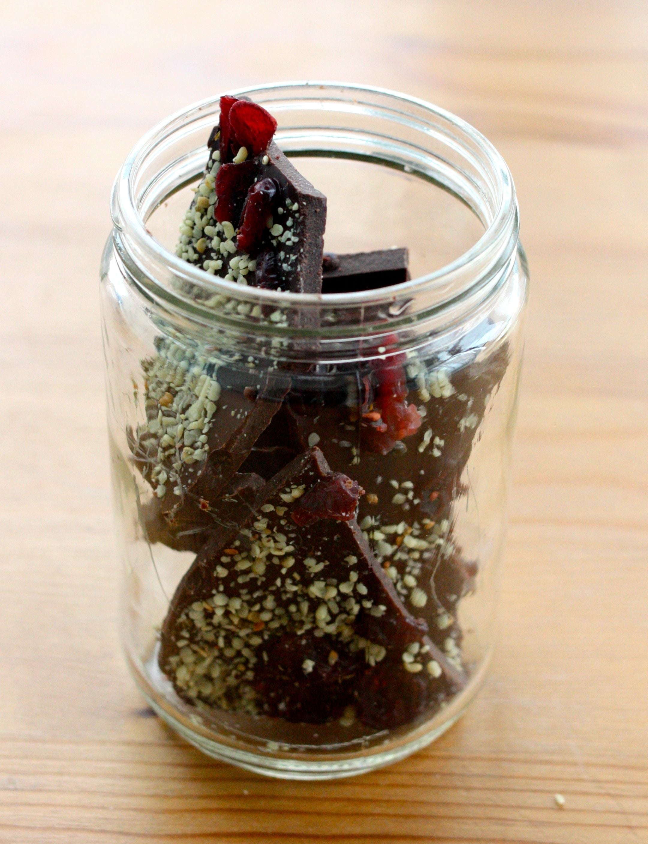 raw cranberry chocolate hemp bar jar The Full Helping
