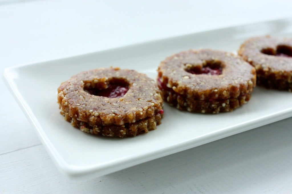 raw vegan linzer hearts side