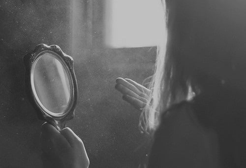 Thoughts On Dysmorphia, Black And White Mirror Pic Of Girl