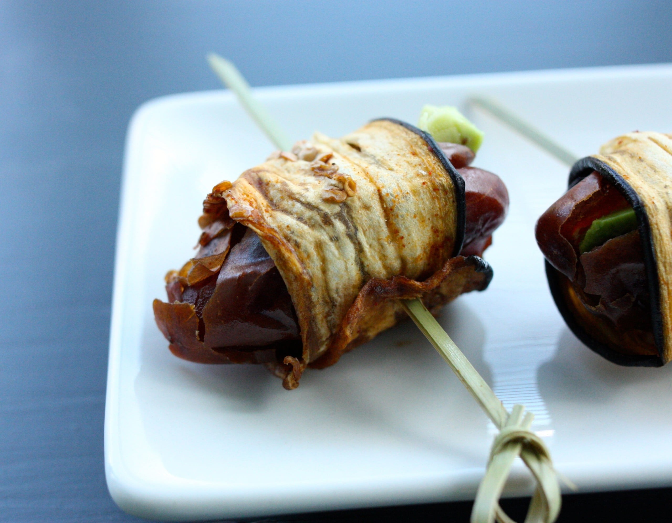 Eggplant Bacon Wrapped, Avocado Stuffed Dates The Full Helping