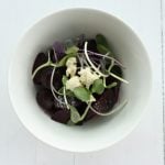 Roasted baby beet salad cashew cheese sprouts