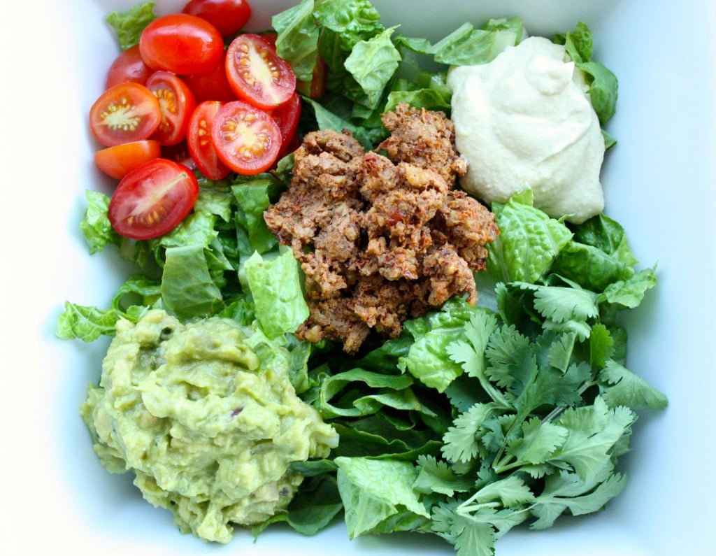 raw vegan taco salad close up