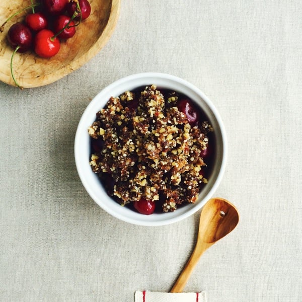 Raw, Vegan Cherry Cobbler with Walnut, Date, and Chia Crumble Topping // Choosing Raw