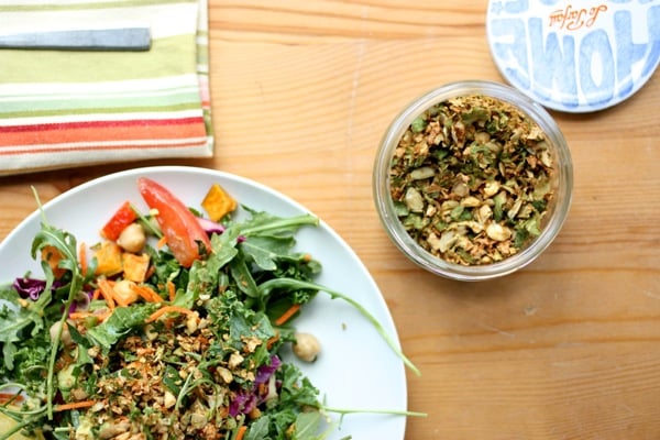 Spicy Brussels Sprout & Pumpkin Seed Salad Topper | The Full Helping