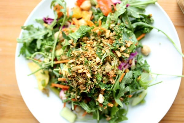 Spicy Brussels Sprout & Pumpkin Seed Salad Topper | The Full Helping
