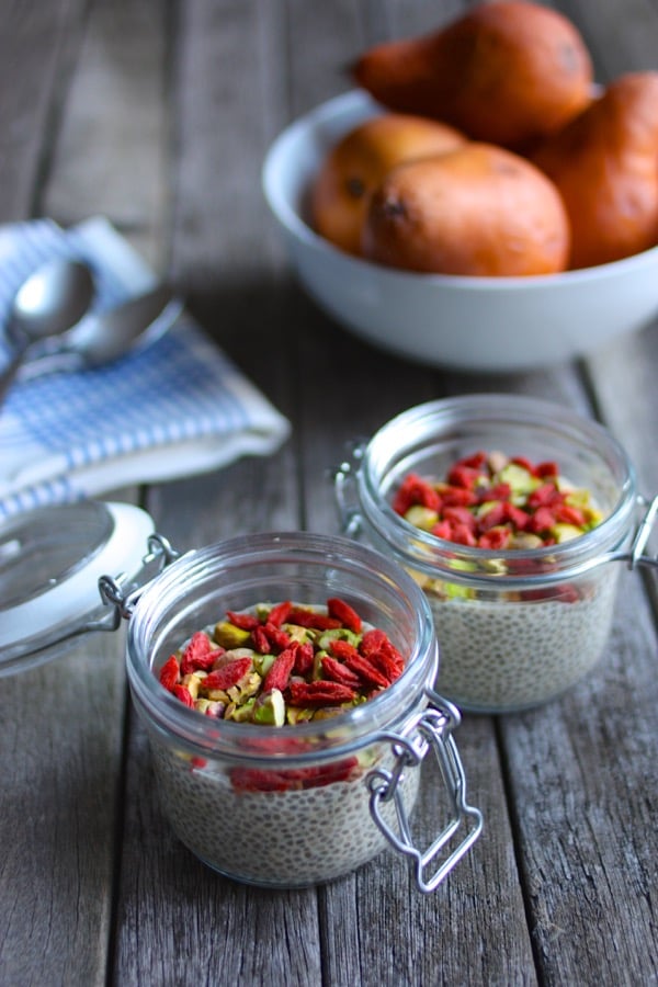 ginger citrus chia cups with pistachios and goji berries