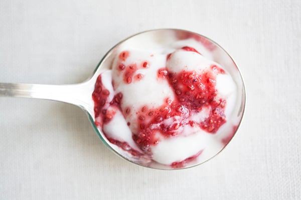 Coconut yogurt and berry chia pudding swirl 11