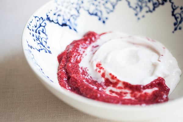 Coconut yogurt and berry chia pudding swirl 9