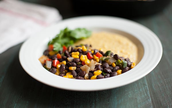 Black bean skillet scramble and cheesy polenta // Choosing Raw